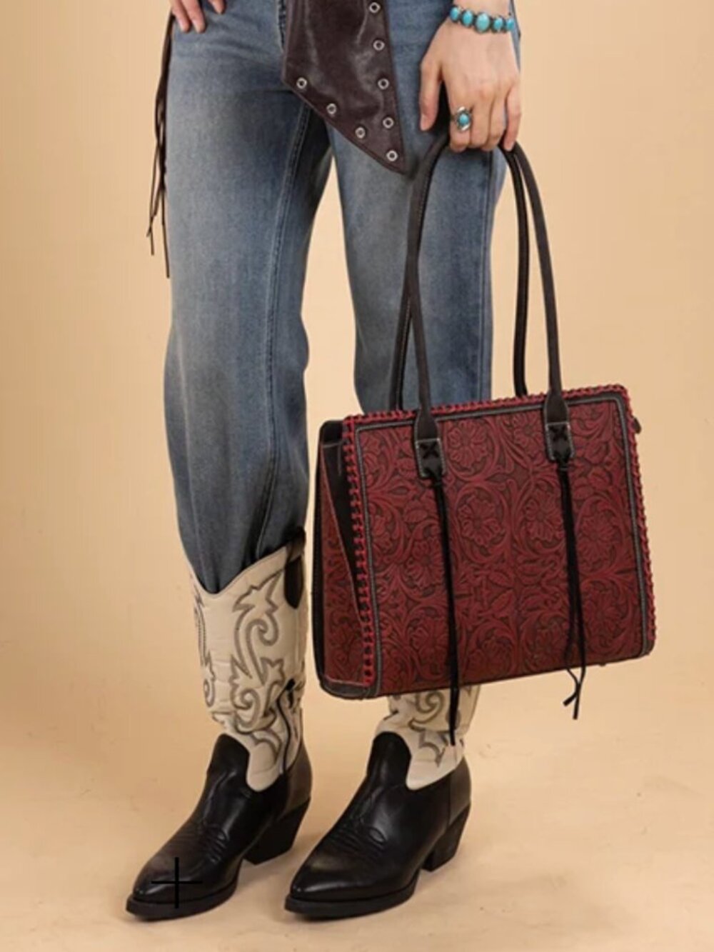 Montana West Floral Tooled Tote Bag